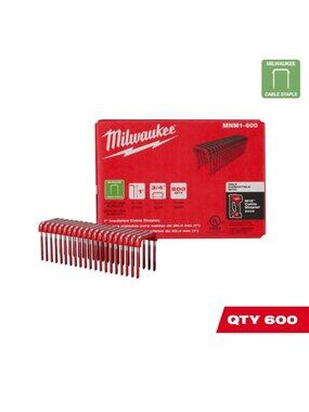 Milwaukee 1in. Insulated Cable Staples, 1 Box of 600 Staples, Model# MNM1-600